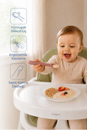 Babyjem Yumuşak Uçlu Silikon Kaşık Mocha