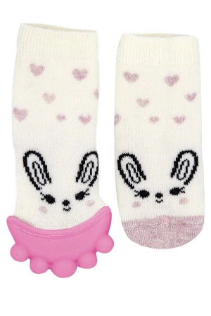 Babyjem Diş Kaşıyıcılı Havlu Bebek Çorap Pembe