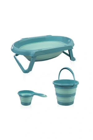 Babyjem Katlanır Banyo Küveti 3 Lü Set Turkuaz