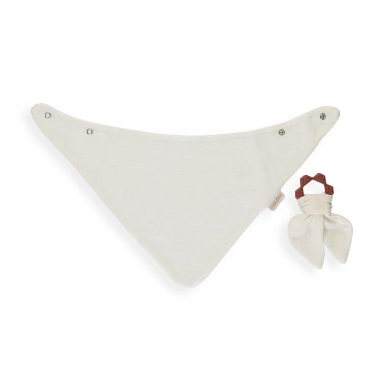 Babyjem Silikon Diş Kaşıyıcılı Müslin Önlük Ekru