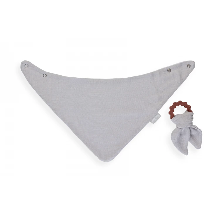 Babyjem Silikon Diş Kaşıyıcılı Müslin Önlük Gri