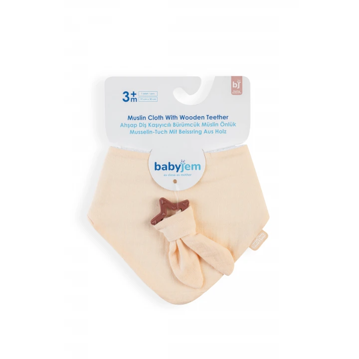 Babyjem Silikon Diş Kaşıyıcılı Müslin Önlük Somon