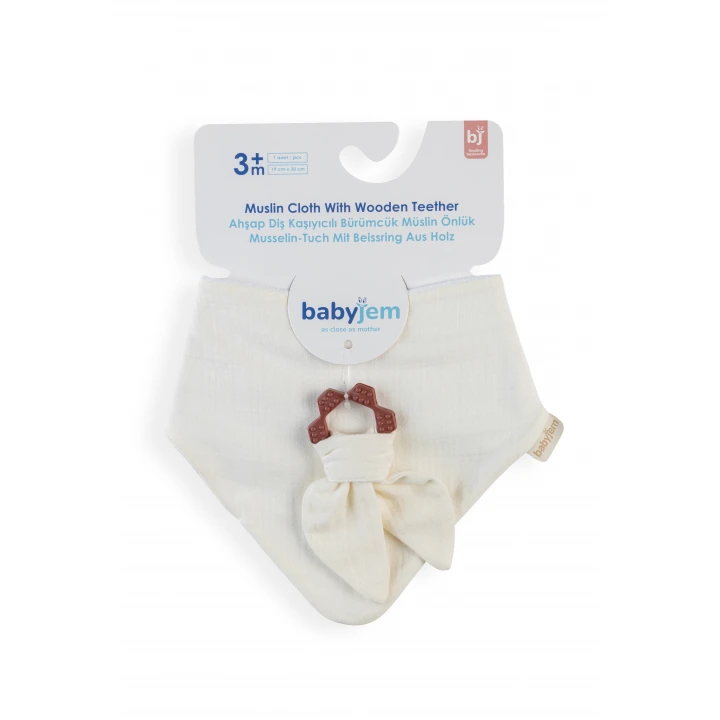 Babyjem Silikon Diş Kaşıyıcılı Müslin Önlük Ekru