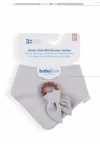 Babyjem Silikon Diş Kaşıyıcılı Müslin Mama Önlüğü Gri