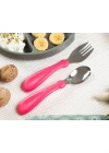 Babyjem Paslanmaz Çelik Çatal Kaşık Seti - Pembe