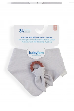 Babyjem Silikon Diş Kaşıyıcılı Müslin Önlük Gri