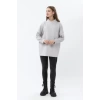 Frappa Miu Yaka Çapraz Yarasa Kol Bayan Sweat - Gri
