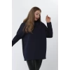 Frappa Miu Yaka Çapraz Yarasa Kol Bayan Sweat - Lacivert