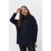 Frappa Miu Yaka Çapraz Yarasa Kol Bayan Sweat - Lacivert