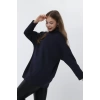 Frappa Miu Yaka Çapraz Yarasa Kol Bayan Sweat - Lacivert