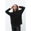 Frappa Miu Yaka Çapraz Yarasa Kol Bayan Sweat - Siyah