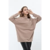 Frappa Miu Yaka Çapraz Yarasa Kol Bayan Sweat - Toprak
