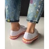 Benetton 30176 Kadın Ayakkabi - Beyaz Turuncu