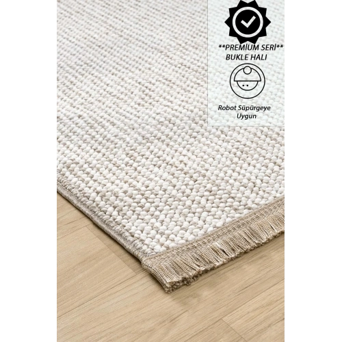 Arya Bej-Beyaz İskandinav Dekoratif Halı