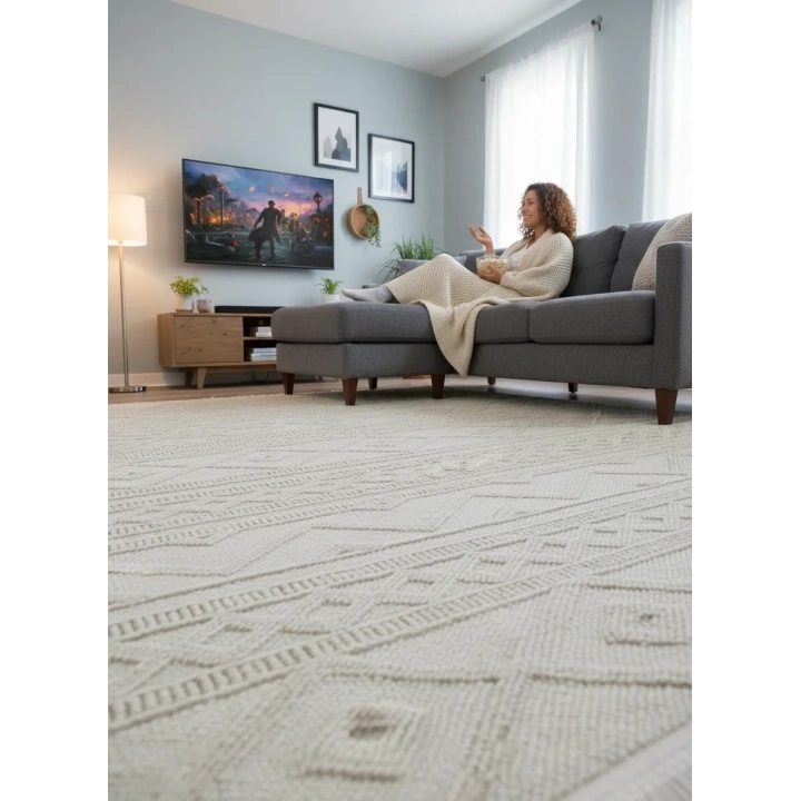 Arya Krem İskandinav Dekoratif Halı