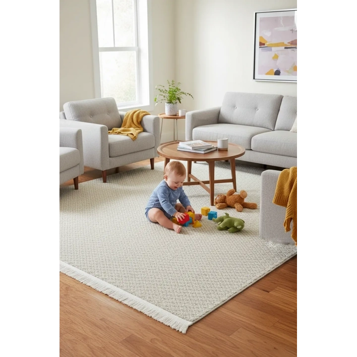 Arya Krem İskandinav Dekoratif Halı