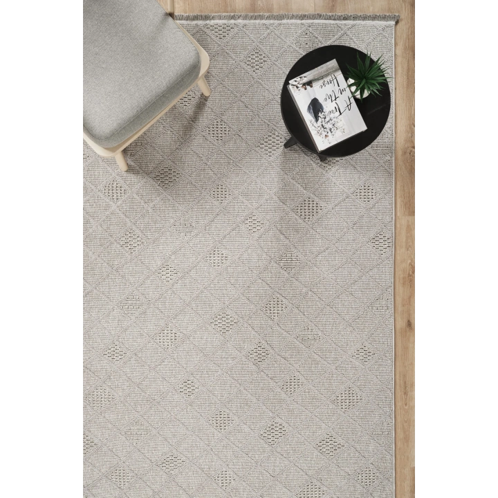 Arya Gri İskandinav Dekoratif Halı