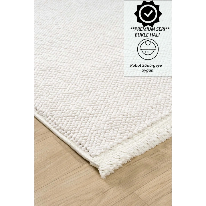 Arya Düz Krem İskandinav Dekoratif Halı