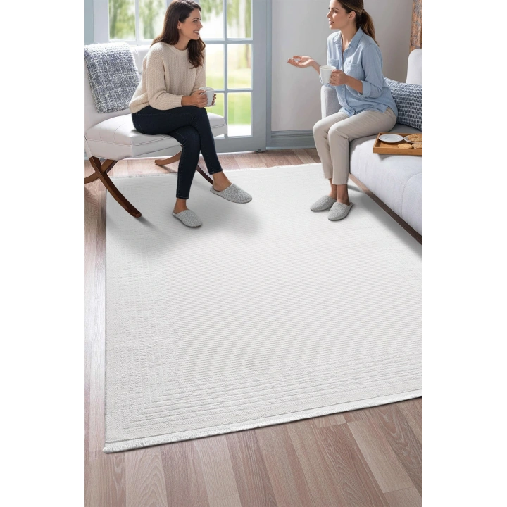 İnci Akrilik Halı Beyaz-Beyaz