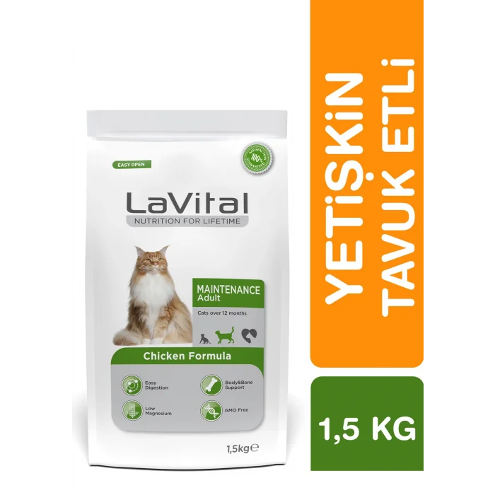 Lavital Tavuklu Maintenance Yetişkin Kedi Maması 1,5 Kg | Sağlıklı ve Dengeli Beslenme