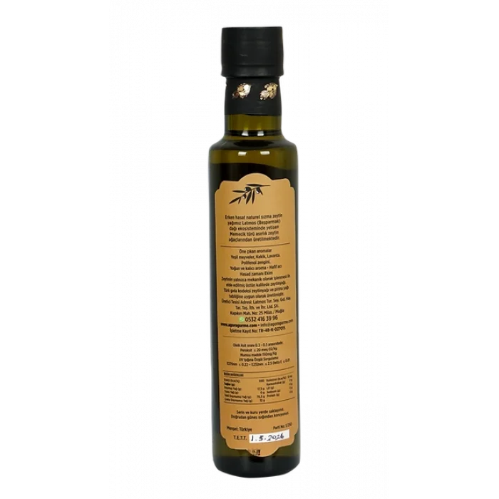 Polifenol Zengini, Erken Hasat Soğuk Sıkım Naturel Sızma Zeytinyağı 250ml