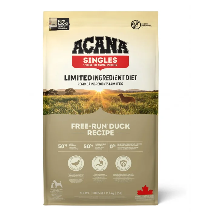ACANA Singles Free-Run Duck 11,4 kg Köpek Maması | Tahılsız, Tek Protein & Hassas Mideler İçin