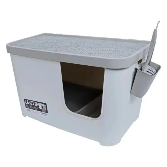 Moderna Casetta Kapalı Kedi Tuvaleti - Gri Beyaz 75.7 x 45 x 45 cm