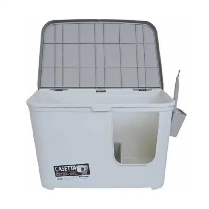 Moderna Casetta Kapalı Kedi Tuvaleti - Gri Beyaz 75.7 x 45 x 45 cm