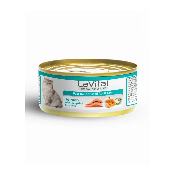 Lavital Somonlu, Balkabağı ve Enginarlı Sterilised Yetişkin Kedi Konservesi 85GR