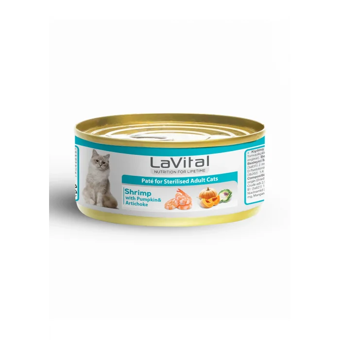 Lavital Karidesli, Balkabağı ve Enginarlı Sterilised Yetişkin Kedi Konservesi 85GR