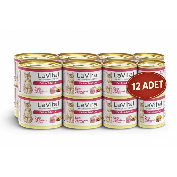 Lavital Ördekli, Kızılcık ve Kadife Çiçekli Yetişkin Kedi Konservesi 85GR X 12 ADET