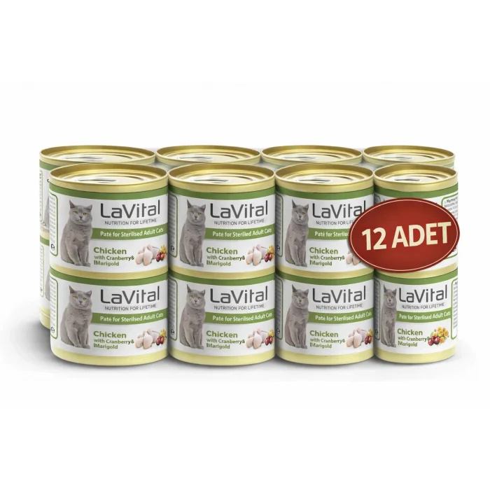 Lavital Tavuklu Kızılcık ve Kadife Çiçekli Sterilised Yetişkin Kedi Konservesi 85GR X12 ADET