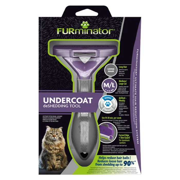 Furminator Kedi Tarağı - Uzun Tüylü Kediler için - L