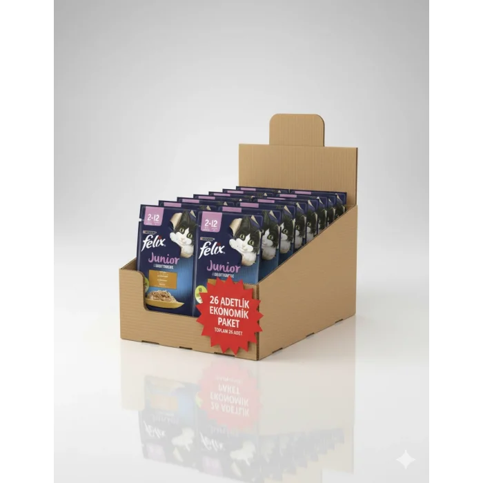 Felix junior Tavukluı Yavru Kedi Yaş Maması 80 gr x 26 Adet