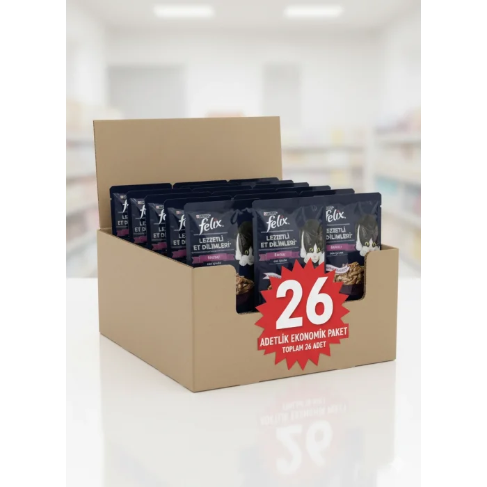 Felix Lezzetli Et Dilimleri Ördekli Kedi Yaş Maması 80 gr x 26 Adet