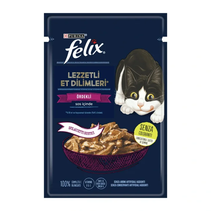 Felix Lezzetli Et Dilimleri Ördekli Kedi Yaş Maması 80 gr x 26 Adet