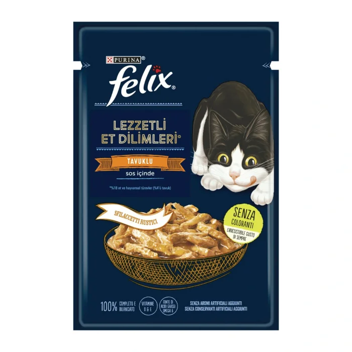 Felix Lezzetli Et Dilimleri Tavuklu Kedi Yaş Maması 80 gr x 26 Adet