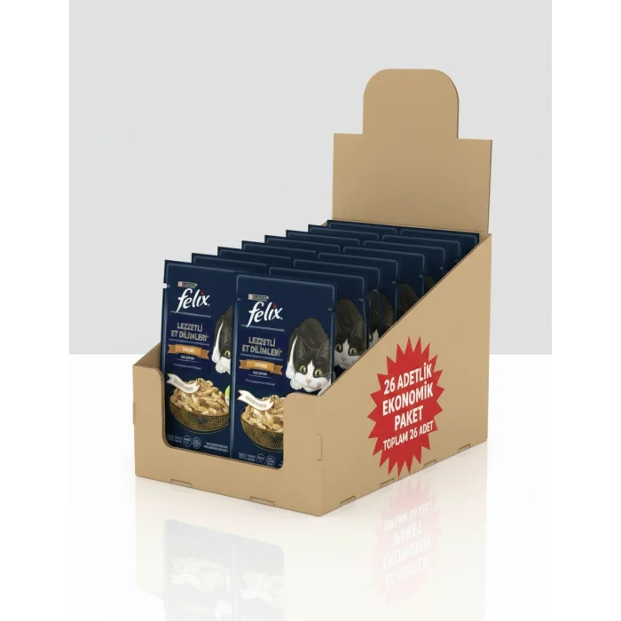 Felix Lezzetli Et Dilimleri Tavuklu Kedi Yaş Maması 80 gr x 26 Adet