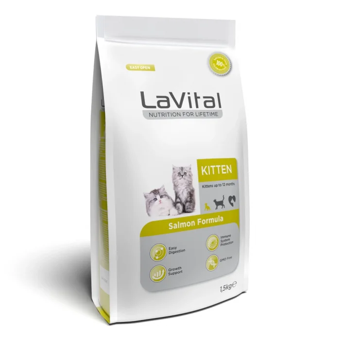 LaVital Kitten Somonlu Yavru Kedi Maması 1.5 Kg | Sağlıklı Büyüme İçin Özel Mama