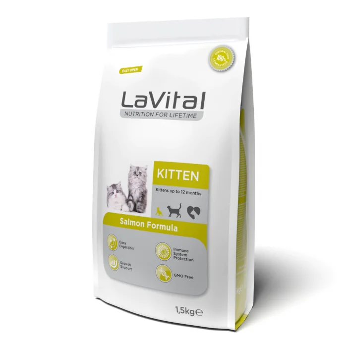 LaVital Kitten Somonlu Yavru Kedi Maması 1.5 Kg | Sağlıklı Büyüme İçin Özel Mama