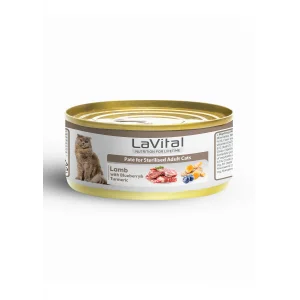 Lavital Kuzu Etli, Yabanmersini ve Zerdeçallı Sterilised Yetişkin Kedi Konservesi 85GR