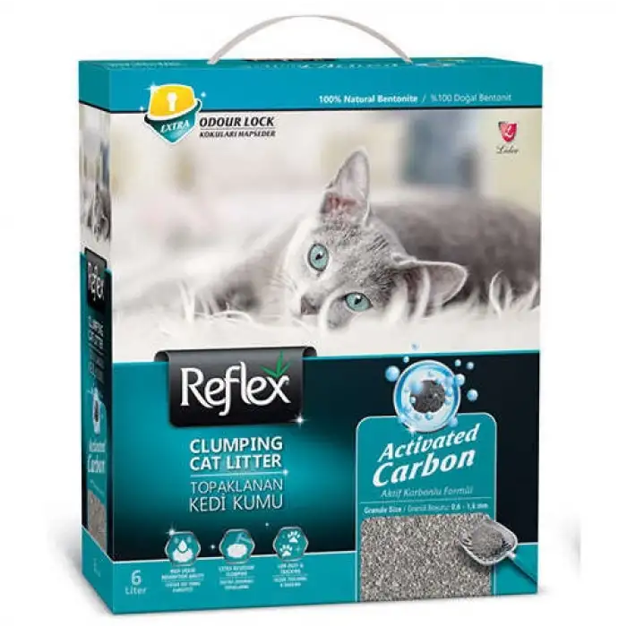 Reflex Activated Carbon Koku Kontrolü Gri Kedi Kumu 10 Lt X 2 ADET
