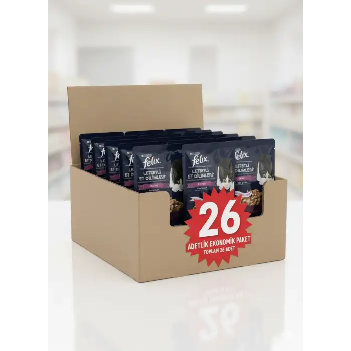 Felix Lezzetli Et Dilimleri Ördekli Kedi Yaş Maması 80 gr x 26 Adet
