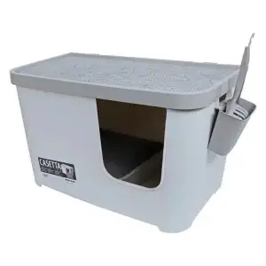Moderna Casetta Kapalı Kedi Tuvaleti - Gri Beyaz 75.7 x 45 x 45 cm