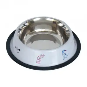 Tommy Köpek Çelik Mama Kabı Beyaz- 16 Oz