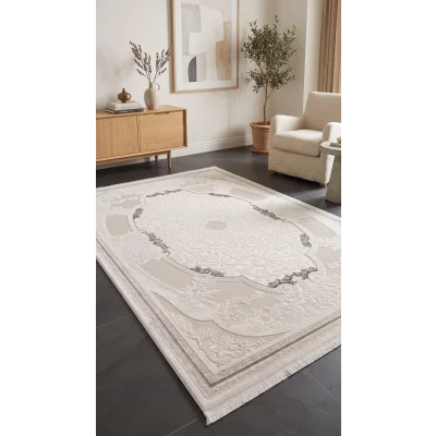Evole 211J Modern Dokulu Göbekli Gri Halı