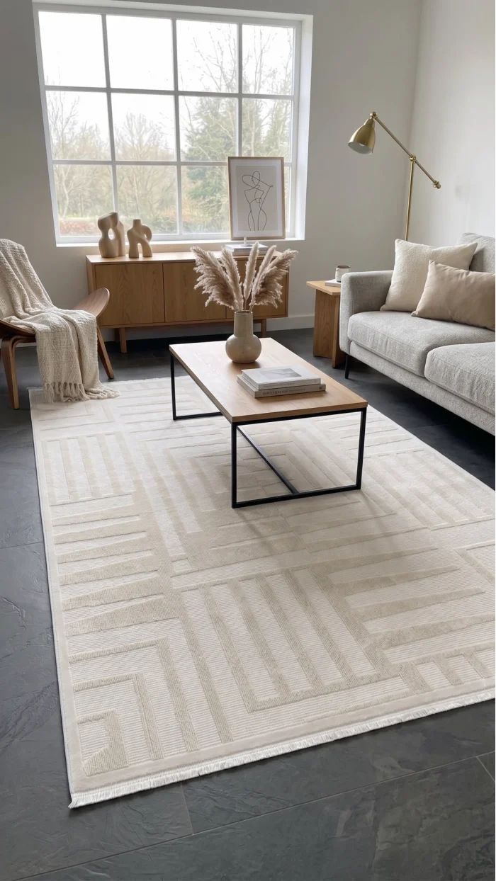 Evole 258B Modern Geometrik Desenli Krem Halı