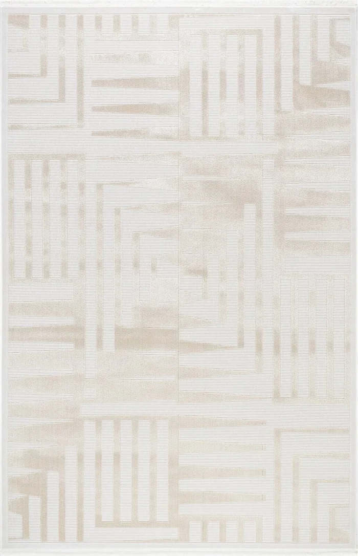 Evole 258B Modern Geometrik Desenli Krem Halı
