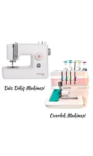 Acme Düz Dikiş Makinesi ve Ev Tipi Overlok Makinesi İkili Set