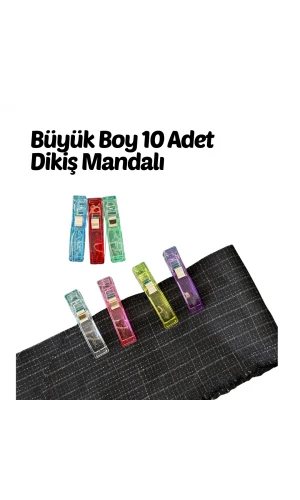 Dikiş Nakış Kağıt Kumaş Sıkıştırma Mandalı Büyük Boy 10 Adet